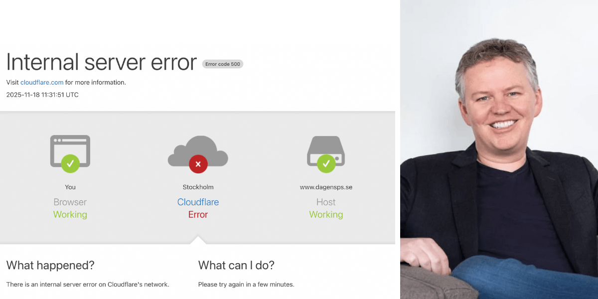 Cloudflares vd berättar om vad som hände. (Foto: Åsa Wallenrud och Clouflare)