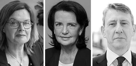 Fredagspanelen: Katarina Tidén, överåklagare på Ekobrottsmyndigheten. Anne Ramberg, generalsekreterare i Advokatsamfundet. Ola Lidström, partner på Bird & Bird.