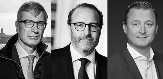 Fredagspanelen: Jan Olsson, Nordenchef på Deutsche Bank, Fredrik Palm, delägare på Gernandt & Danielsson Advokatbyrå och Carl Johan Deuschl, delägare på  Advokatfirman Cederquist.