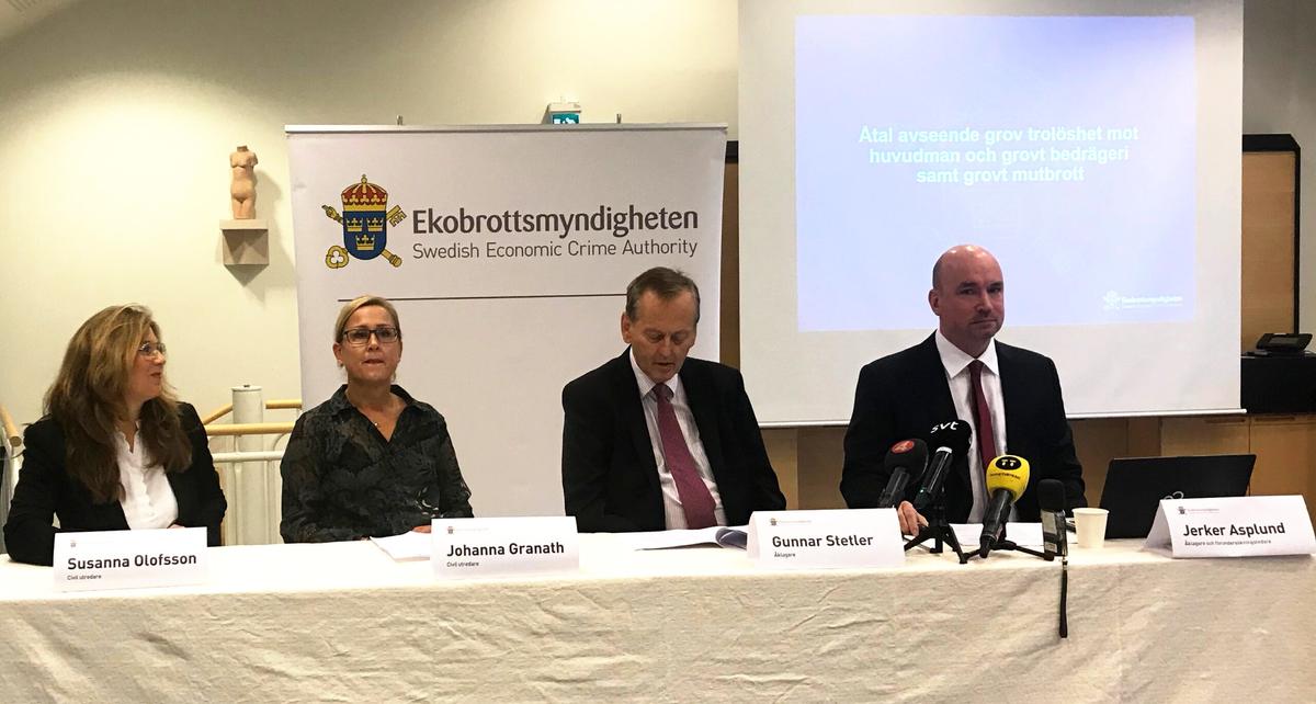 EBM hade presskonferens på onsdagsmorgonen om åtalet mot de misstänkta i Falcon Fund-härvan. Foto: Sara Johansson.