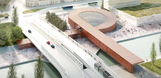 Pont de Bondy. Ny tunnelbanestation under uppförande i Stor-Paris. Foto: Silvio d'Ascia Architecture.