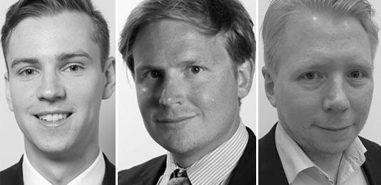 Fredagspanelen: Hrman Wartoft (Pareto), Viktor Elliot (Handelshögskolan Göteborg) och Stefan Torstensson (PWC). Foto (montage): Respektive företag.