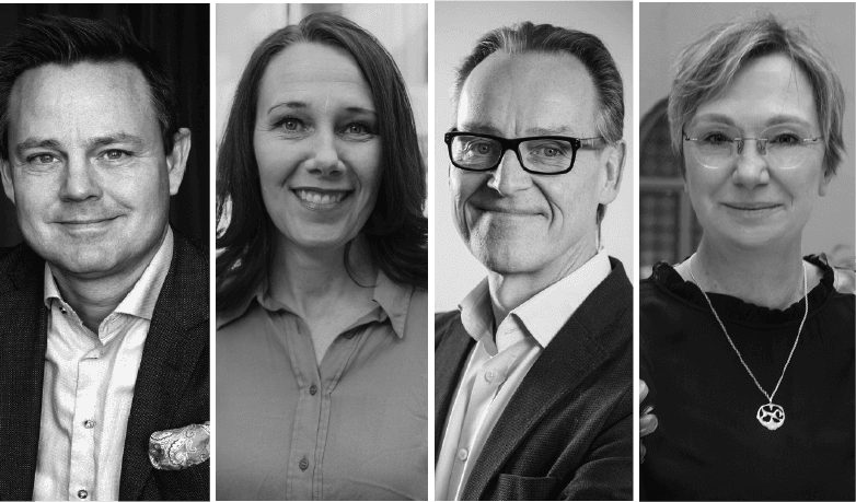 I panelen: Robert Boije (SBAB), Annika Winsth (Nordea), Michael Grahn (Danske Bank) och Christina Nyman (Handelsbanken.) Foto: Respektive bank.