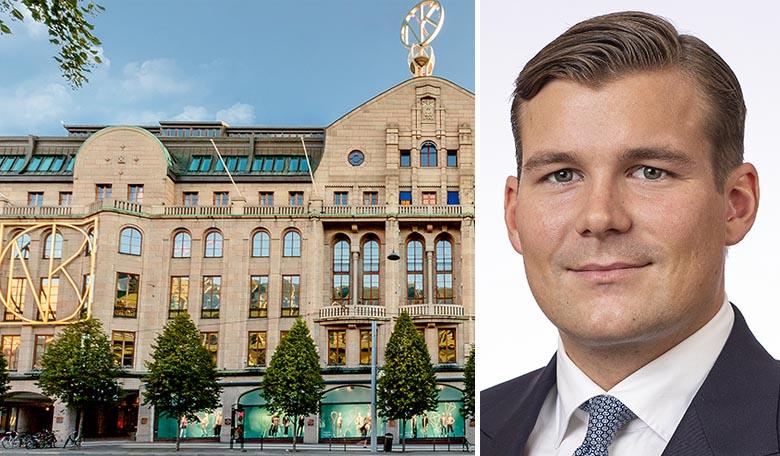 NK-huset i centrala Stockholm har både kontor och retail. Utvecklingen för fastigheten är intressant vad gäller de stora förändringarna på marknaden just nu, anser Philip Hallberg på Danske Bank. Foto (montage): NK/Danske Bank.