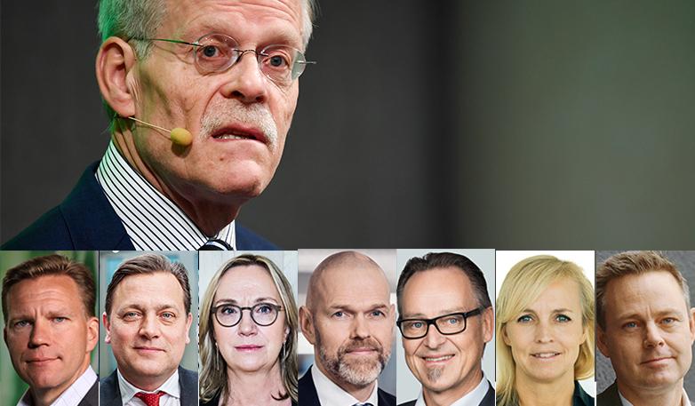 Jens Magnusson, chefsekonom på SEB, Mattias Persson, chefekonom på Swedbank, Christina Nyman, chefsekonom på Handelsbanken, Torbjörn Isaksson, chefsanalytiker på Nordea, Michael Grahn, chefsekonom på Danske Bank, Alexandra Stråberg, chefekonom på Länsförs