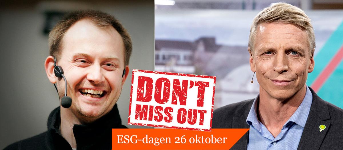 Jonas Birgersson och Per Bolund är två gästerna på ESG-dagen i Realtids regi, den 26 oktober.