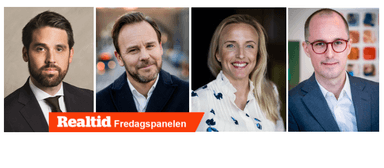 Veckans fredagspanel, från vänster: Johan Björkholm (AIFM Group), Mikael Tjäder (Fondab), Gabrielle Hagman (Nordnet) och Philip Scholtzé (Fondbolagens förening). 