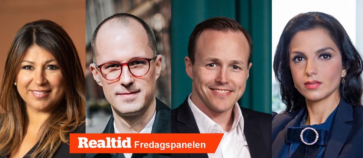 Veckans fredagspanel: Trifa Chireh (Länsförsäkringar), Philip Scholtzé (Fondbolagens Förening), Mattias Munter (Skandia) och Shoka Åhrman (SPP).