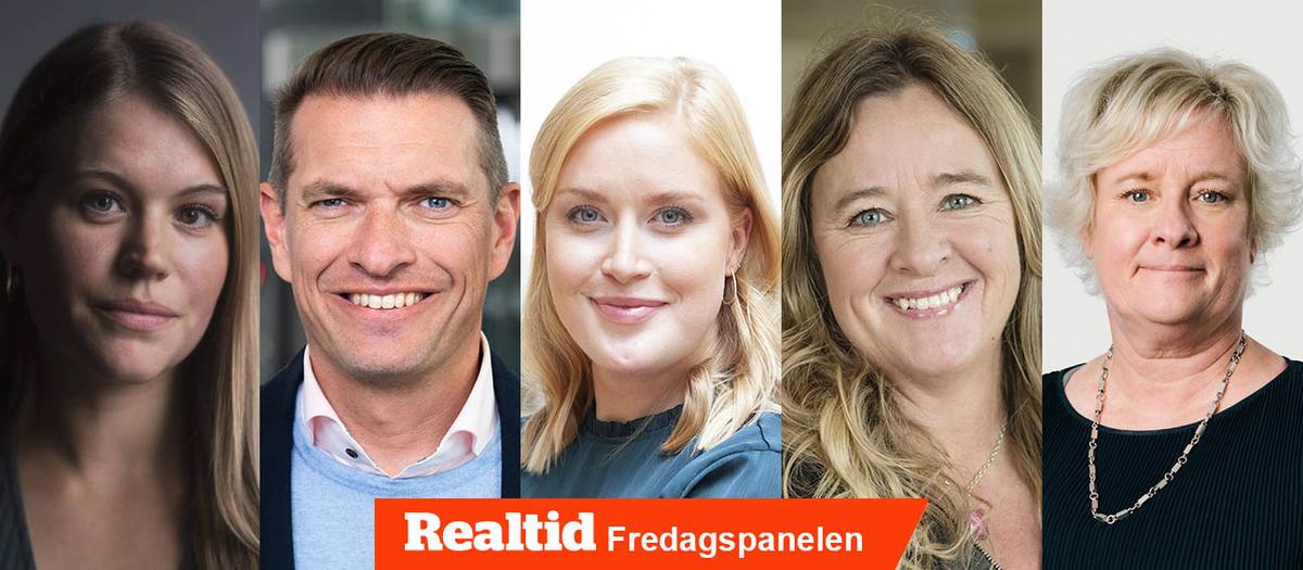 Veckans panel: Amie Berglund (SEB), Anders Stenkrona (Nordea), Elin Fornbrandt (Handelsbanken), Claudia Wörmann (Hypoteket) och Anneli Adler (Danske Bank).