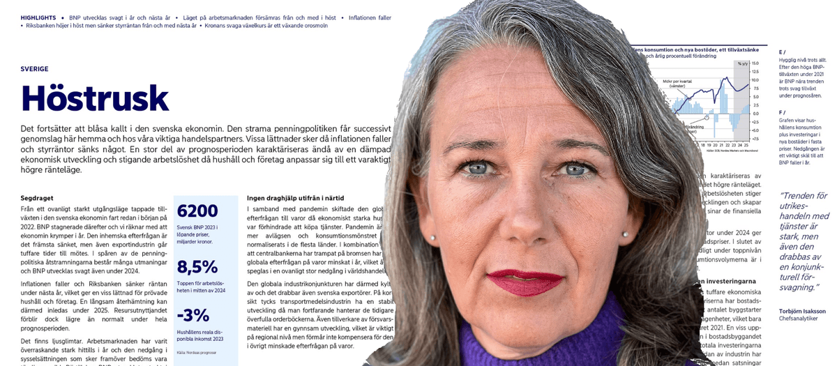 Det blir tunga steg i höst, meddelar Annika Winsth i Nordeas senaste konjunkturrapport. Foto: Anders Frick