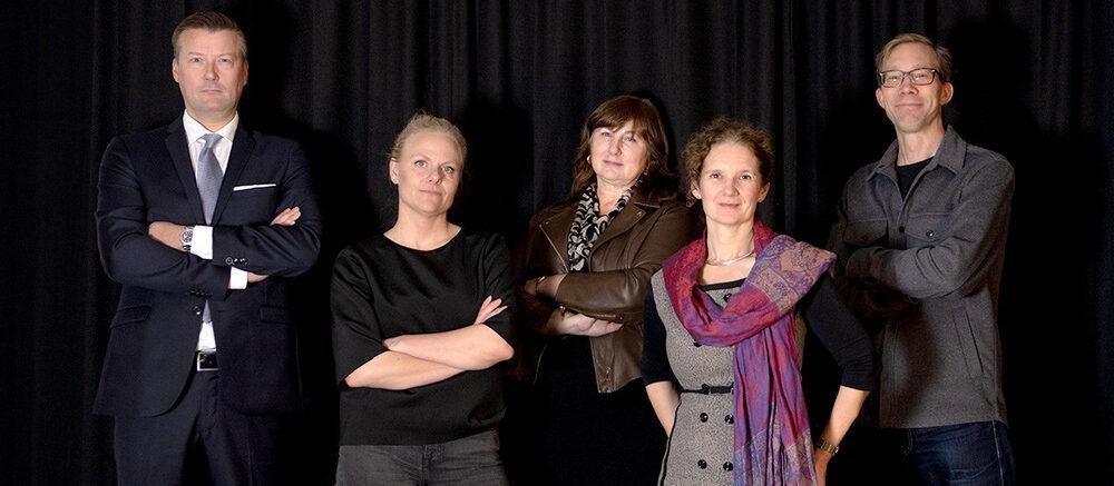 Jury Startup 4 Climate. Från vänster: Johan Lindehag (vd Ellevio), Johanna Mossberg (avdelningschef, Energimyndigheten), Jane Walerud (affärsängel), Lina Bertling Tjernberg (professor i elkraftnät, KTH), Stefan Krook (grundare GodEl och Kivra)