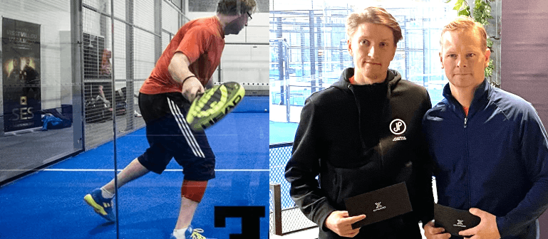 Peter Hasselblad från Sergel Group och Martin Gavelin var två av vinnarna i Finans-SM i padel 2023