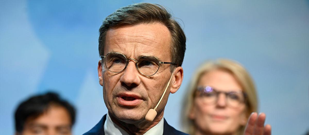 Moderaterna, med Ulf Kristersson i spetsen, är upp med 1,3 procentenheter. Foto: TT